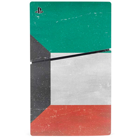 Kuwait Flag Distressed PS5 Slim Digital Edition Console Skin